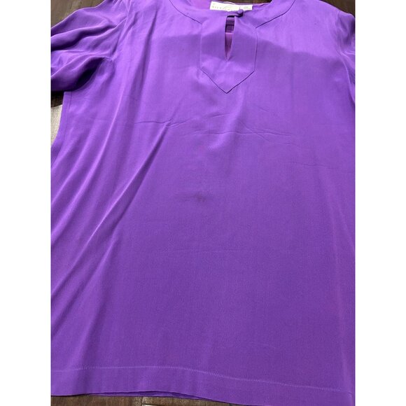 Silk Lore By Beth Terrell Long Sleeve Silk Tunic Top Purple Sz Large Popover - Picture 7 of 10